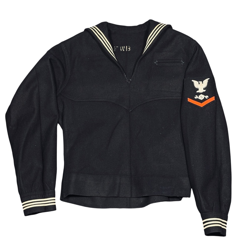 US Navy Wool Crackerjack Sailor Jumper Mens Medium Blue Vtg Dress Blue Uniform